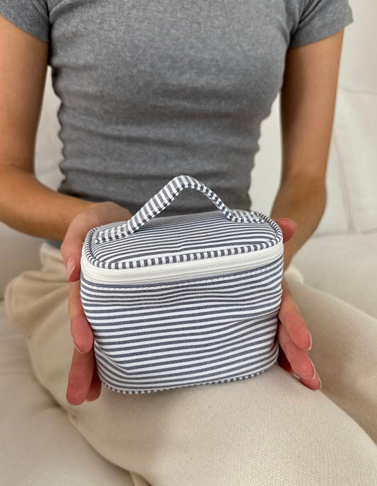 Brandy melville striped blue makeup bag